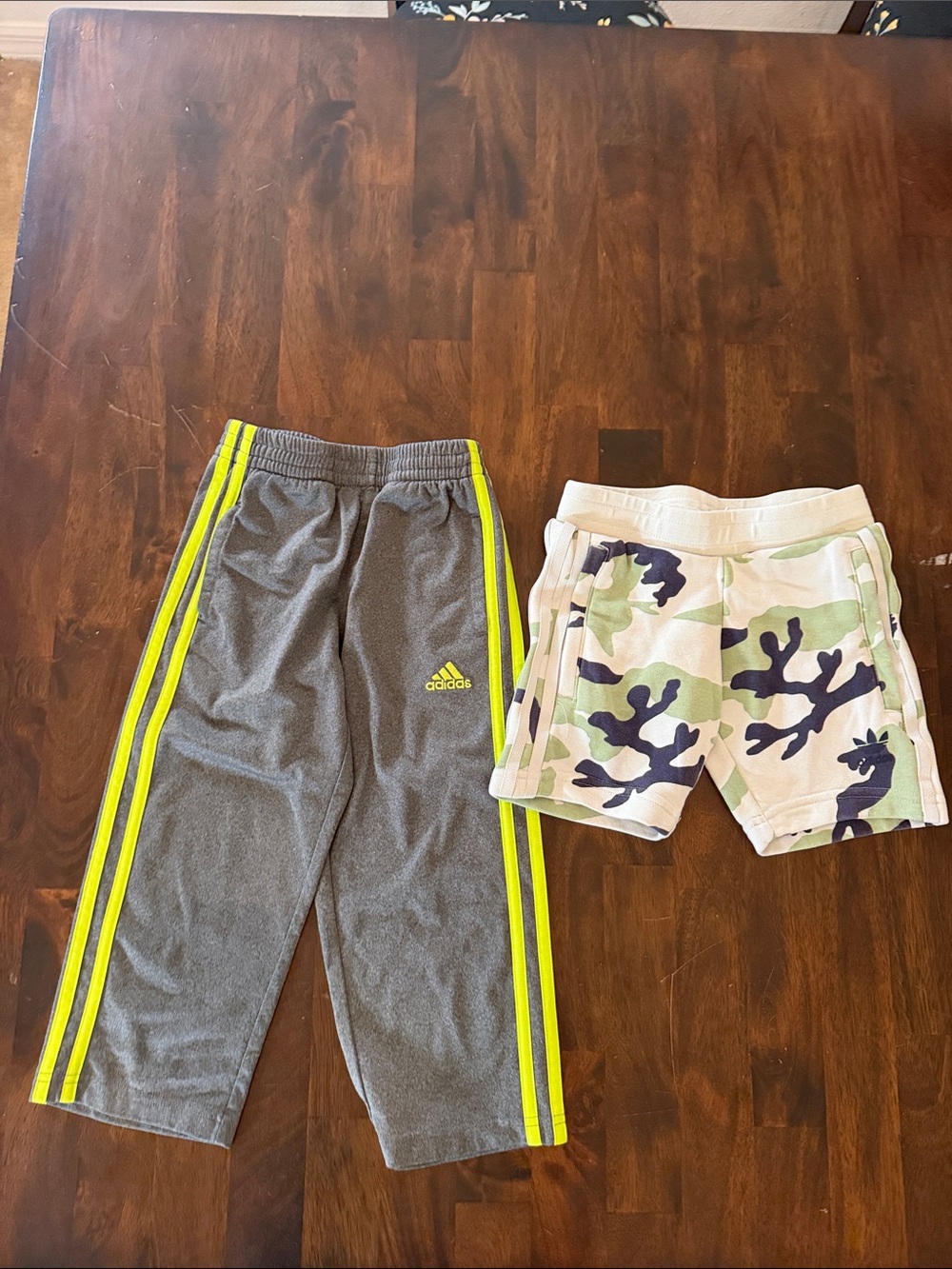 adidas Gray Sweatpants with Neon Yellow Stripes